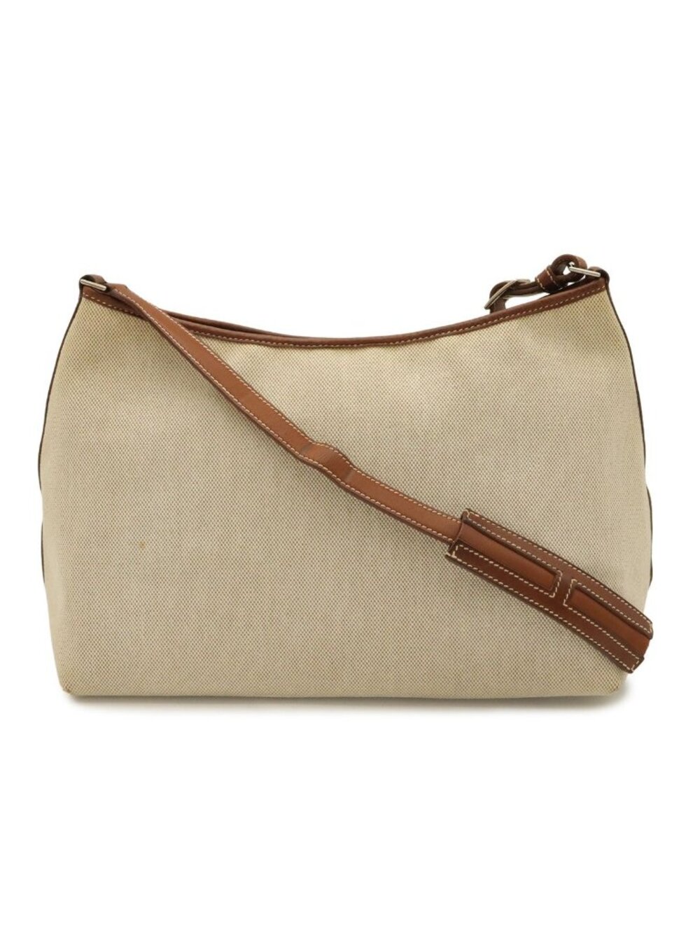 Hermes Berlingo MM Shoulder Bag Toile H Leather Natural Brown Silver